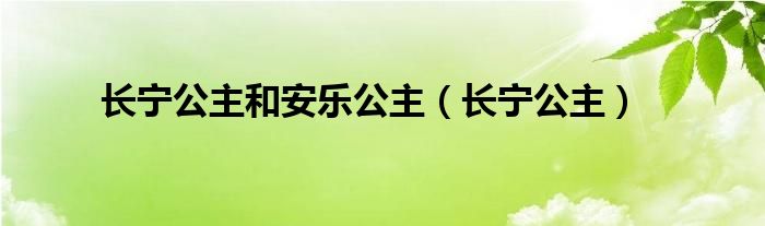 長(zhǎng)寧公主和安樂(lè)公主（長(zhǎng)寧公主）