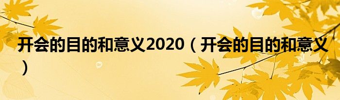 開會(huì)的目的和意義2020（開會(huì)的目的和意義）