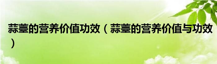 蒜薹的營(yíng)養(yǎng)價(jià)值功效（蒜薹的營(yíng)養(yǎng)價(jià)值與功效）