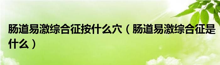 腸道易激綜合征按什么穴（腸道易激綜合征是什么）