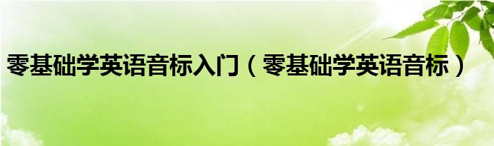 零基礎(chǔ)學(xué)英語音標(biāo)入門（零基礎(chǔ)學(xué)英語音標(biāo)）