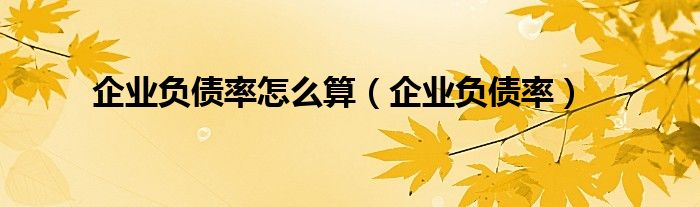 企業(yè)負(fù)債率怎么算（企業(yè)負(fù)債率）