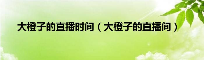 大橙子的直播時間（大橙子的直播間）