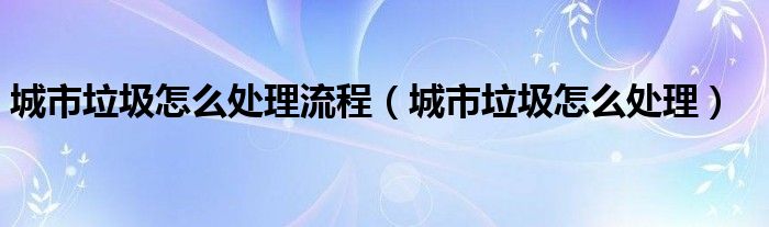 城市垃圾怎么處理流程（城市垃圾怎么處理）