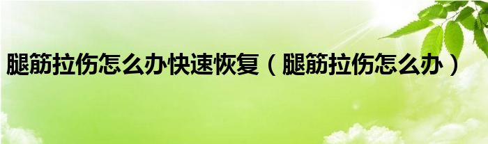 腿筋拉傷怎么辦快速恢復(fù)（腿筋拉傷怎么辦）