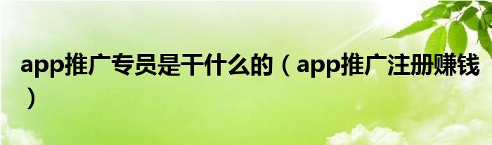 app推廣專員是干什么的（app推廣注冊賺錢）