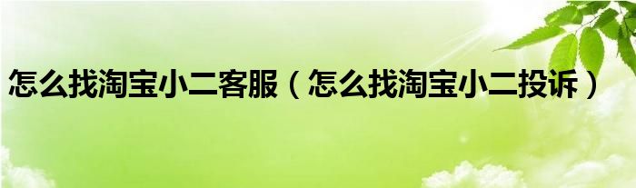 怎么找淘寶小二客服（怎么找淘寶小二投訴）