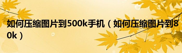 如何壓縮圖片到500k手機(jī)（如何壓縮圖片到80k）