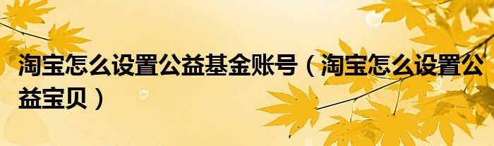 淘寶怎么設置公益基金賬號（淘寶怎么設置公益寶貝）