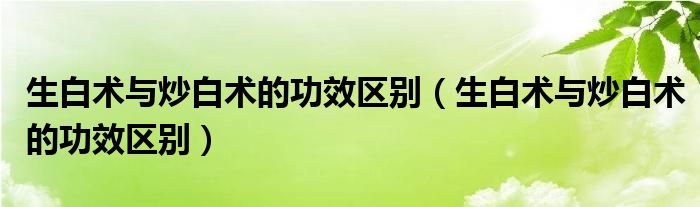 生白術(shù)與炒白術(shù)的功效區(qū)別（生白術(shù)與炒白術(shù)的功效區(qū)別）