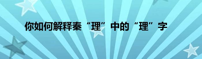 你如何解釋秦“理”中的“理”字