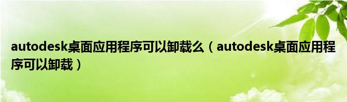 autodesk桌面應(yīng)用程序可以卸載么（autodesk桌面應(yīng)用程序可以卸載）