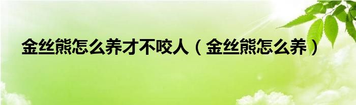 金絲熊怎么養(yǎng)才不咬人（金絲熊怎么養(yǎng)）