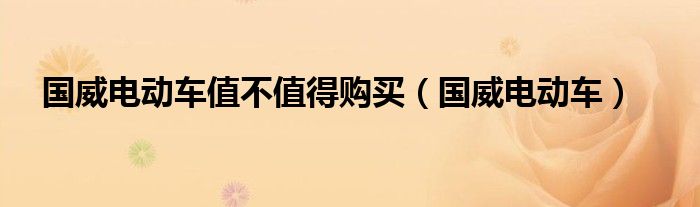 國威電動車值不值得購買（國威電動車）