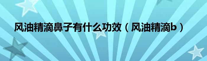 風(fēng)油精滴鼻子有什么功效（風(fēng)油精滴b）