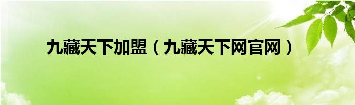 九藏天下加盟（九藏天下網(wǎng)官網(wǎng)）