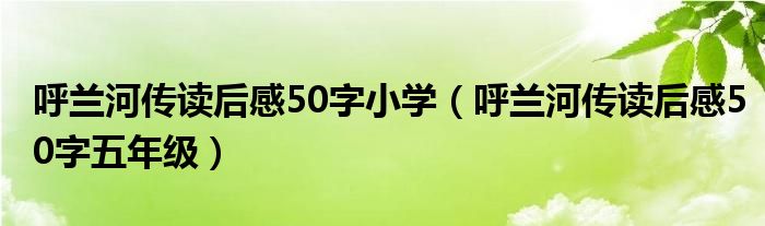 呼蘭河傳讀后感50字小學(xué)（呼蘭河傳讀后感50字五年級）