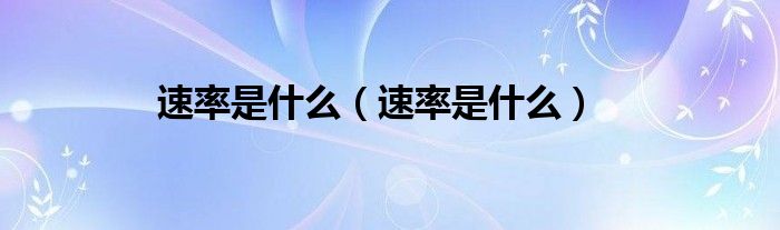 速率是什么（速率是什么）