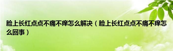 臉上長(zhǎng)紅點(diǎn)點(diǎn)不痛不癢怎么解決（臉上長(zhǎng)紅點(diǎn)點(diǎn)不痛不癢怎么回事）