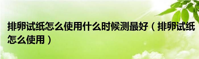 排卵試紙?jiān)趺词褂檬裁磿r(shí)候測(cè)最好（排卵試紙?jiān)趺词褂茫?class='thumb lazy' /></a>
		    <header>
		<h2><a  href=