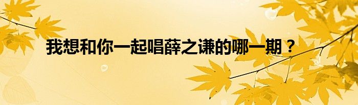 我想和你一起唱薛之謙的哪一期？