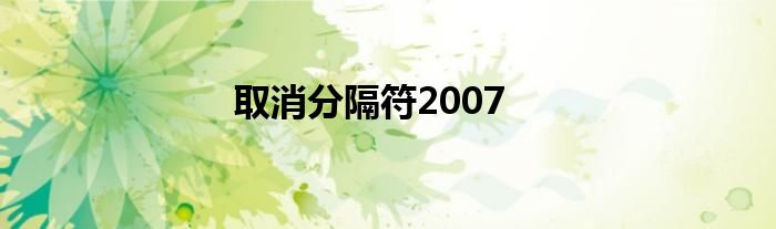 取消分隔符2007