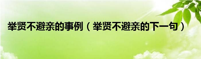 舉賢不避親的事例（舉賢不避親的下一句）