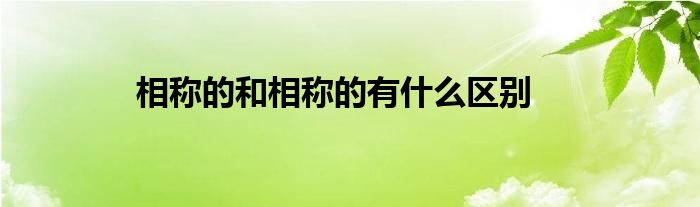 相稱的和相稱的有什么區(qū)別