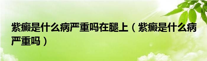 紫癜是什么病嚴重嗎在腿上（紫癜是什么病 嚴重嗎）