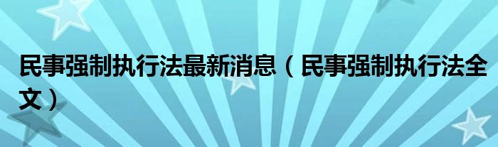 民事強制執(zhí)行法最新消息（民事強制執(zhí)行法全文）