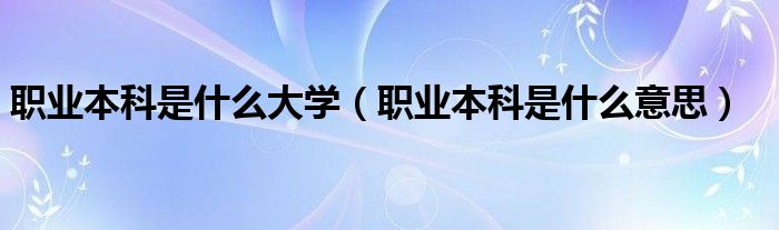 職業(yè)本科是什么大學(xué)（職業(yè)本科是什么意思）