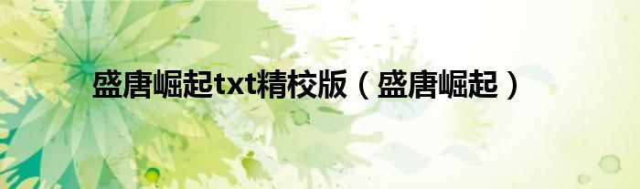 盛唐崛起txt精校版（盛唐崛起）