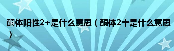 酮體陽(yáng)性2+是什么意思（酮體2十是什么意思）