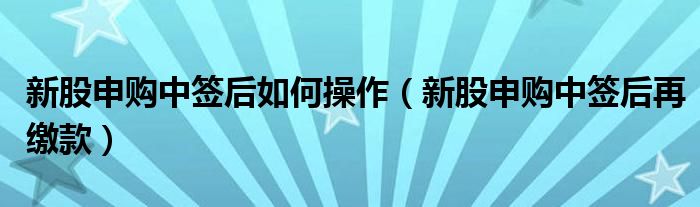 新股申購(gòu)中簽后如何操作（新股申購(gòu)中簽后再繳款）