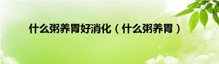 什么粥養(yǎng)胃好消化（什么粥養(yǎng)胃）