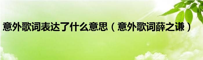 意外歌詞表達(dá)了什么意思（意外歌詞薛之謙）