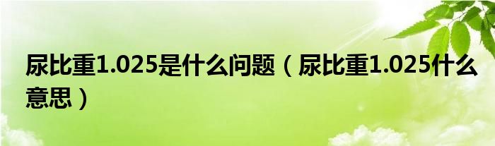 尿比重1.025是什么問(wèn)題（尿比重1.025什么意思）