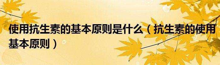 使用抗生素的基本原則是什么（抗生素的使用基本原則）