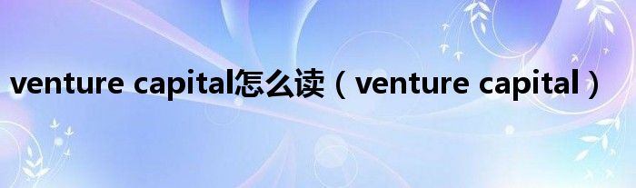 venture capital怎么讀（venture capital）