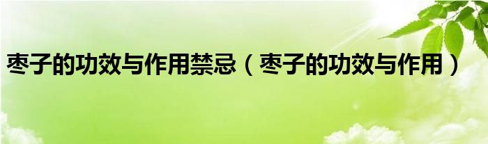 棗子的功效與作用禁忌（棗子的功效與作用）