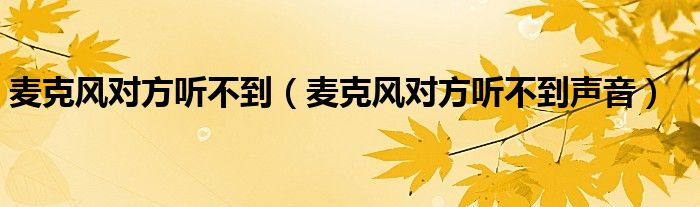 麥克風(fēng)對(duì)方聽(tīng)不到（麥克風(fēng)對(duì)方聽(tīng)不到聲音）