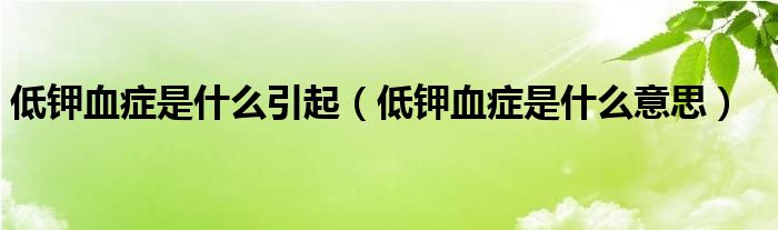 低鉀血癥是什么引起（低鉀血癥是什么意思）