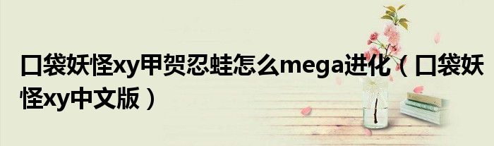 口袋妖怪xy甲賀忍蛙怎么mega進(jìn)化（口袋妖怪xy中文版）