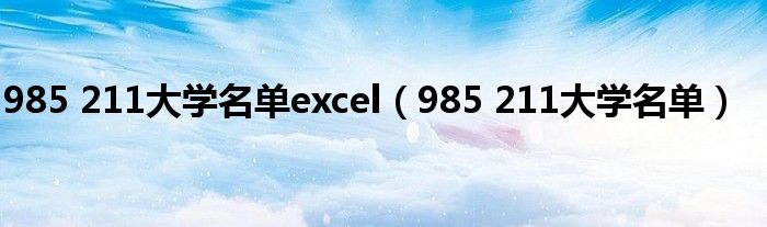 985 211大學(xué)名單excel（985 211大學(xué)名單）