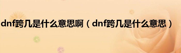 dnf跨幾是什么意思啊（dnf跨幾是什么意思）