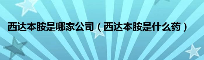 西達本胺是哪家公司（西達本胺是什么藥）