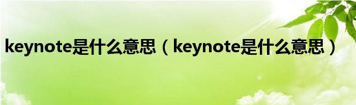 keynote是什么意思（keynote是什么意思）