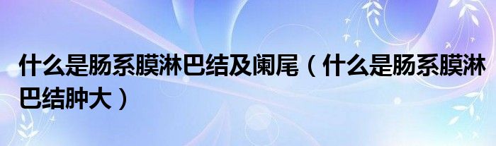 什么是腸系膜淋巴結及闌尾（什么是腸系膜淋巴結腫大）