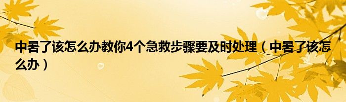 中暑了該怎么辦教你4個急救步驟要及時處理（中暑了該怎么辦）