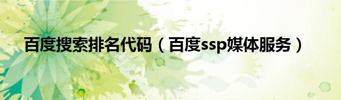 百度搜索排名代碼（百度ssp媒體服務(wù)）